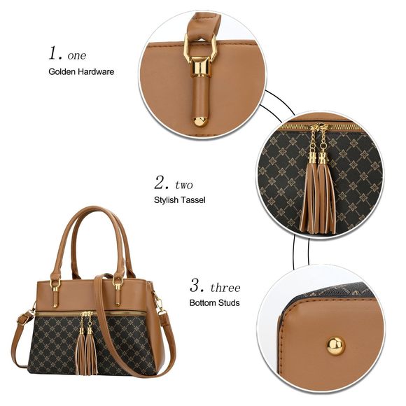 Brown Floral Pattern Leather Shoulder Bag Bags